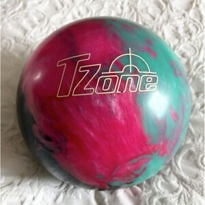 Brunswick TZone Razzle Dazzle Bowling Ball 10 lb 3 oz Pink Teal Black Drilled